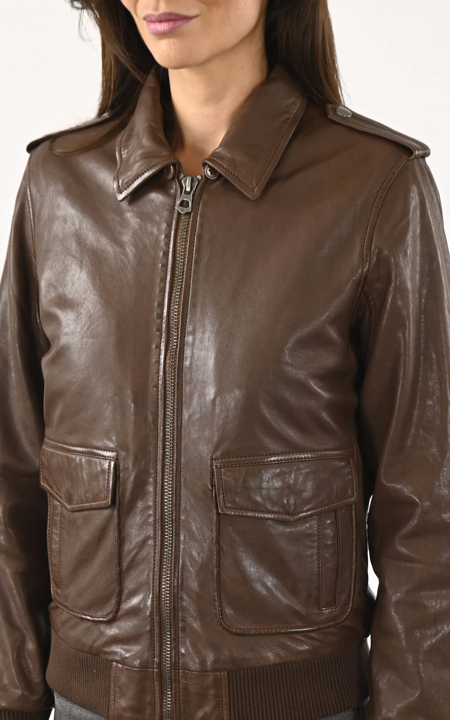 Blouson pilote Mirage cuir cognac – Image 4