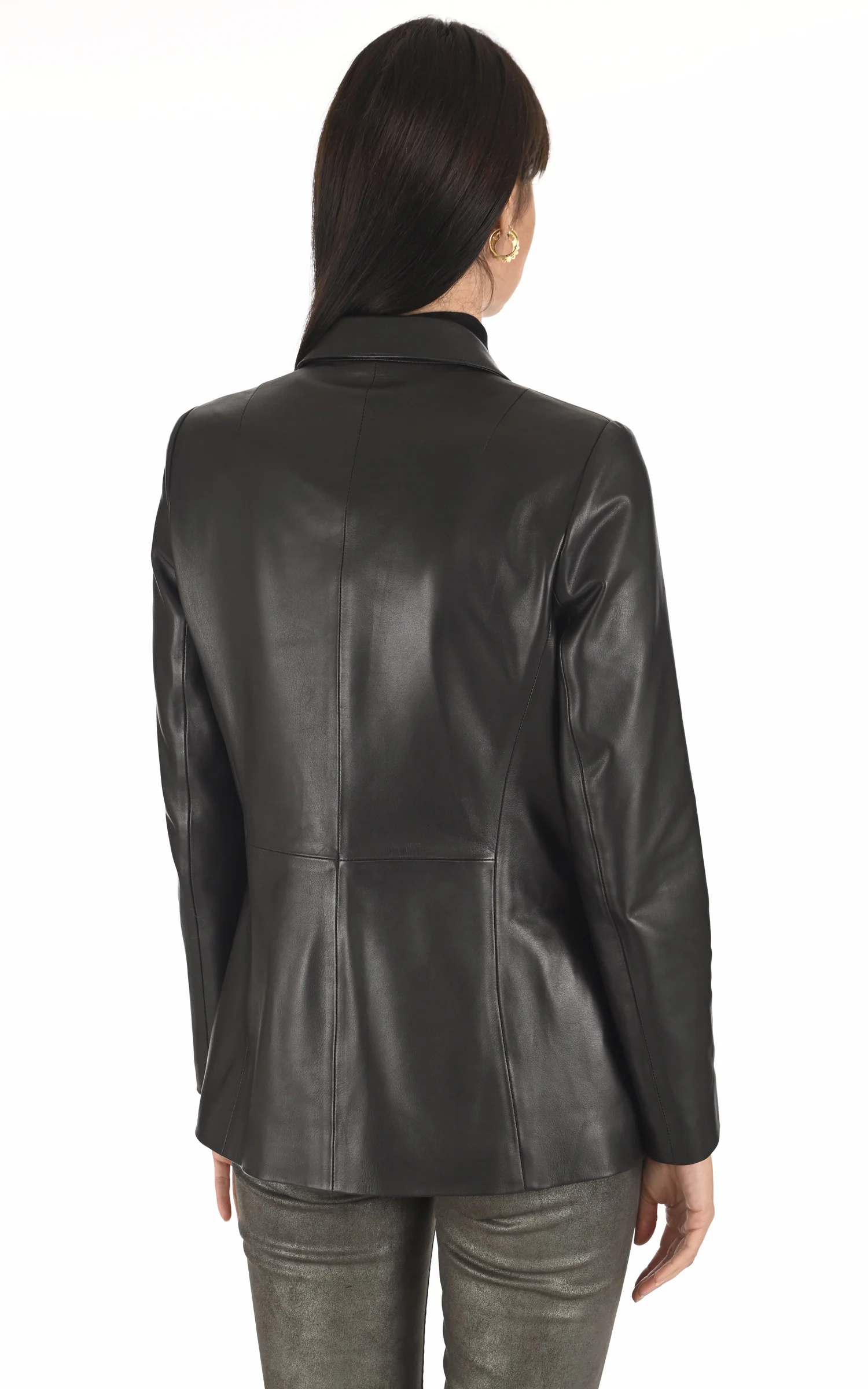 Blazer droit cuir noir – Image 4