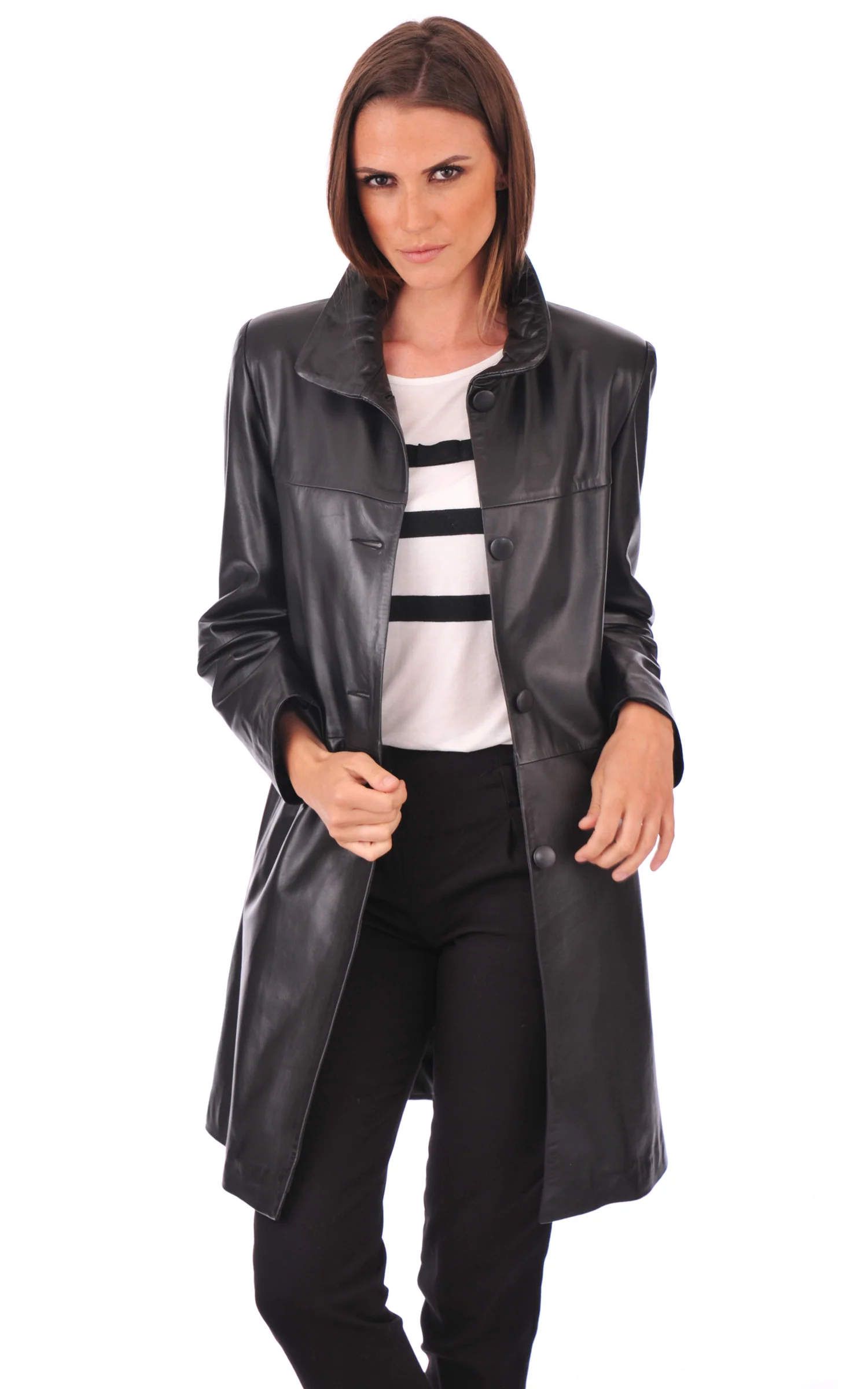 Veste 3/4 cuir agneau noir – Image 7