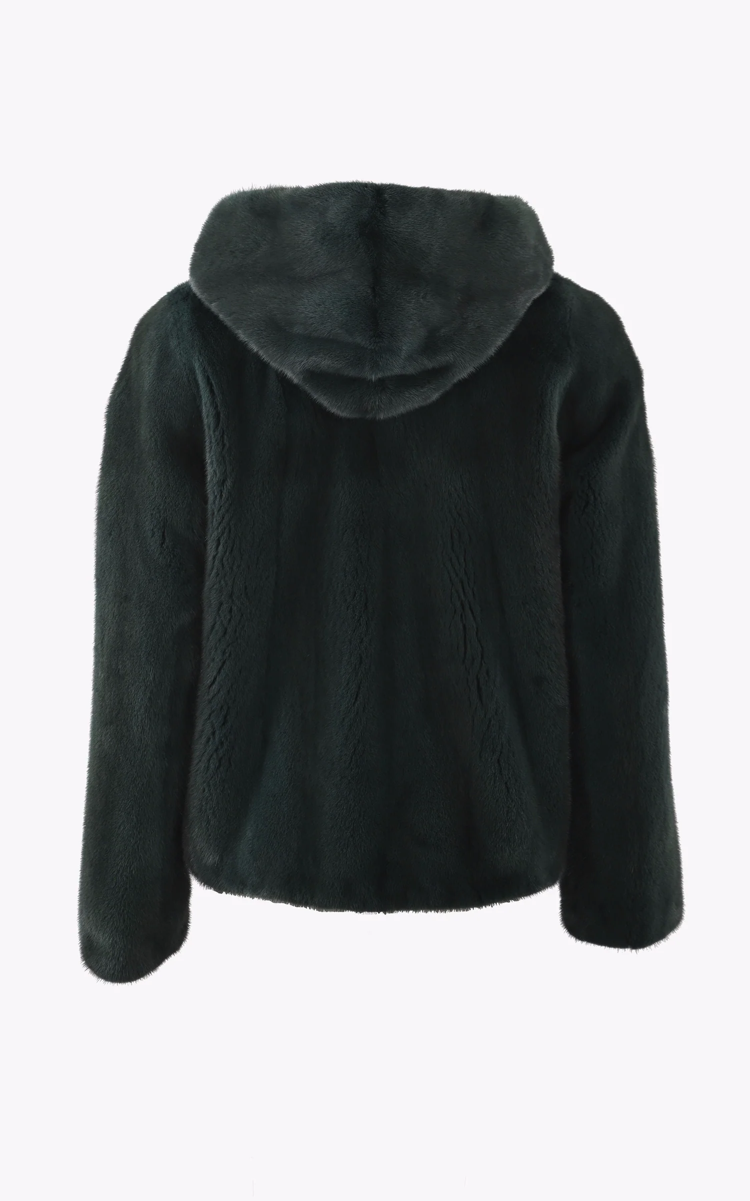 Blouson capuche en fourrure de vison vert – Image 3