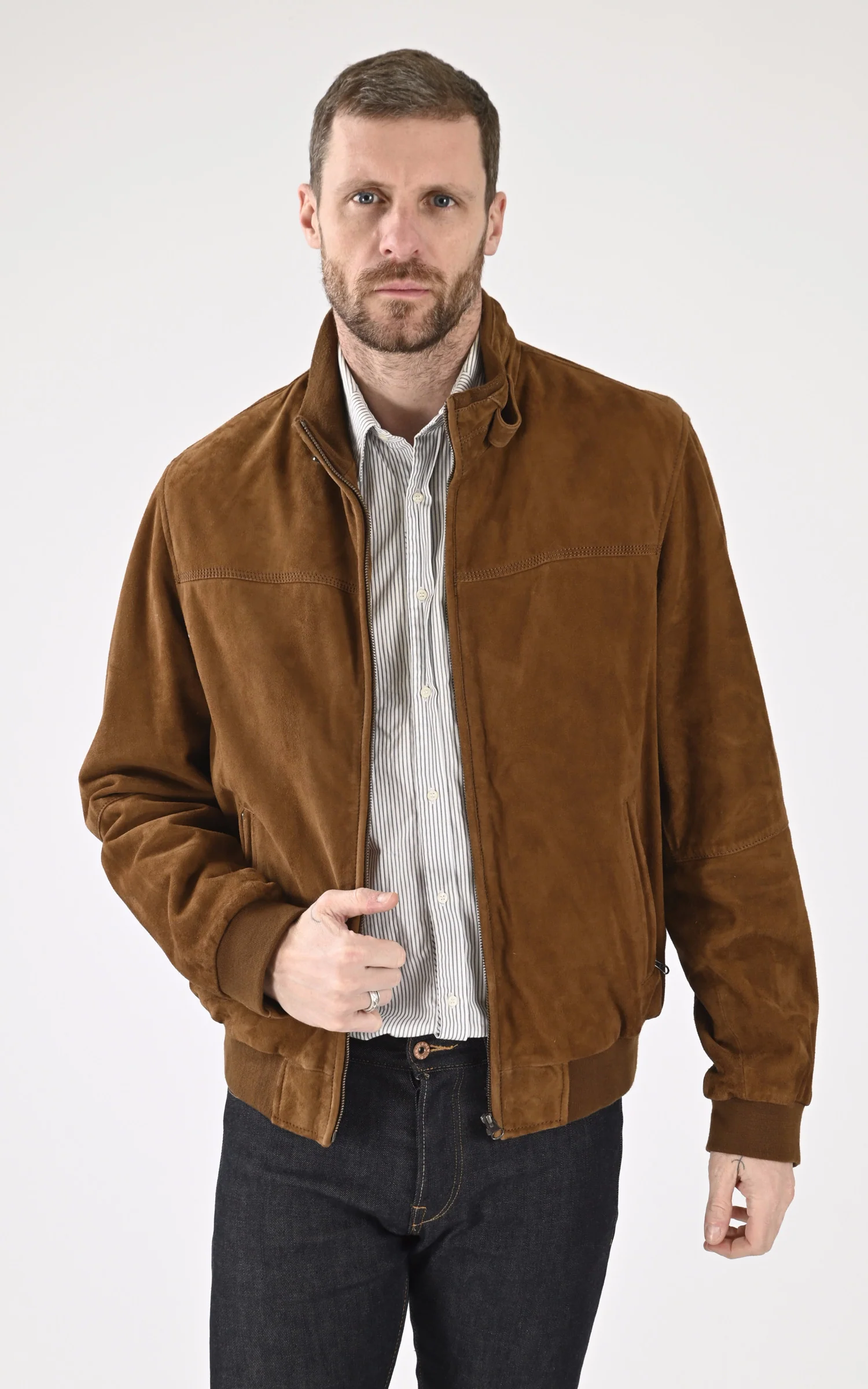 Blouson en daim marron